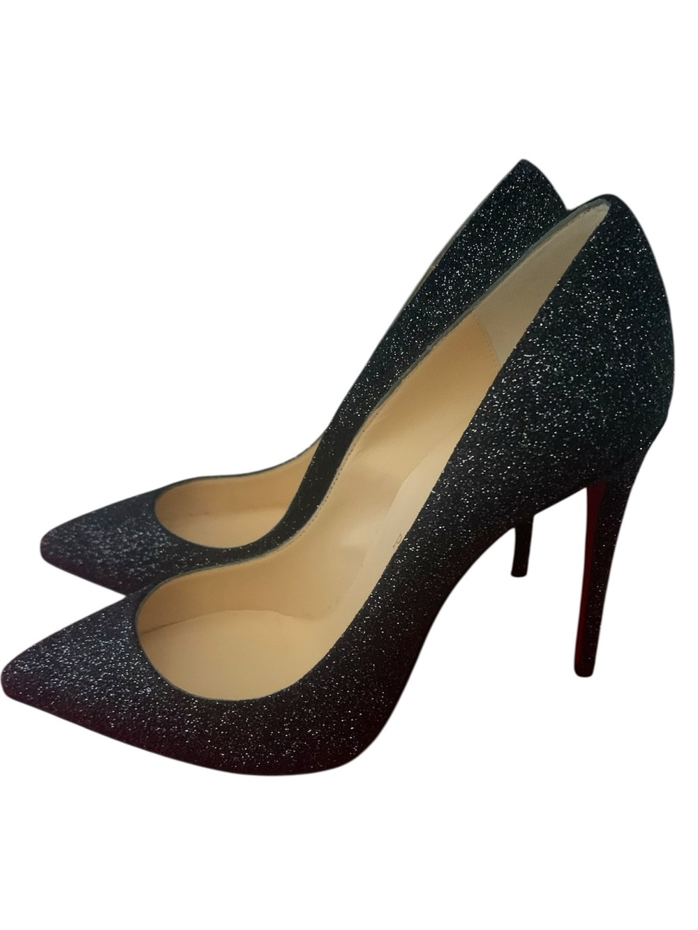 Christian Louboutin Pigalle Follies 100 Crosta Comete Black Glitter Pump  36.5